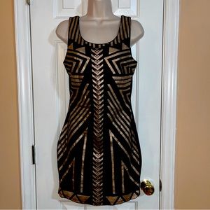 CHARLOTTE RUSSE Sleeveless Black & Gold Mini Cocktail Dress Bodycon Size M NWOT